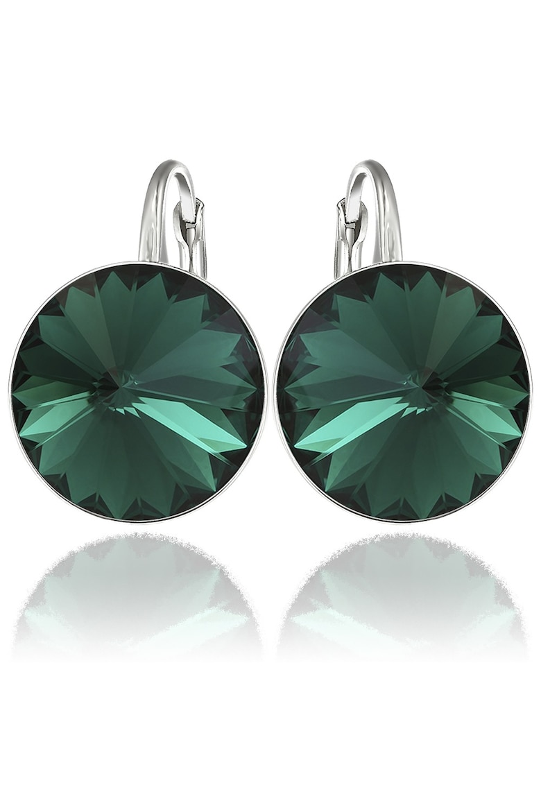 Cercei Argint 925 placat cu rodiu cu cristale Swarovski® Rivoli 14mm - Verde inchis
