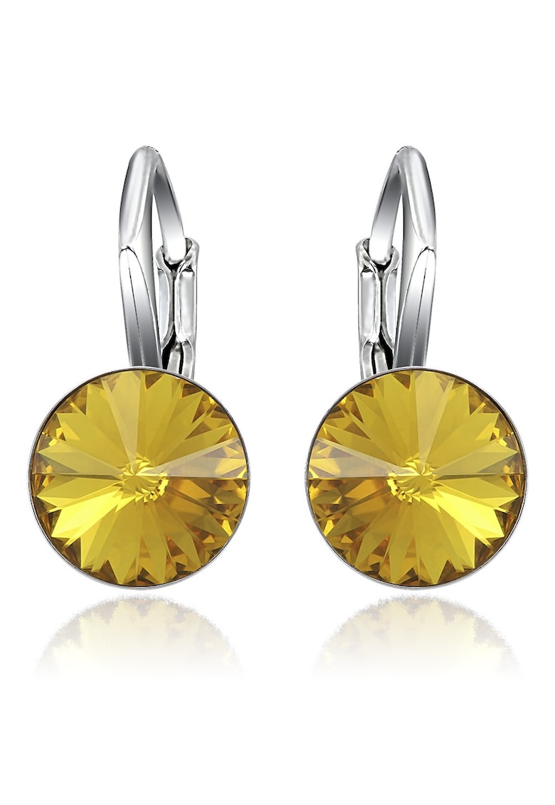 Cercei Argint 925 placat cu rodiu cu cristale Swarovski® Rivoli Leverback 8mm - Galben