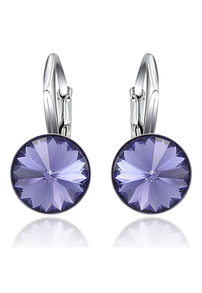 Cercei Argint 925 placat cu rodiu cu cristale Swarovski® Rivoli Leverback 8mm