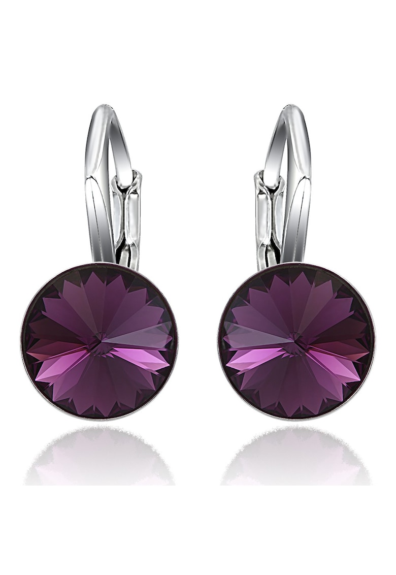 Cercei Argint 925 placat cu rodiu cu cristale Swarovski® Rivoli Leverback 8mm