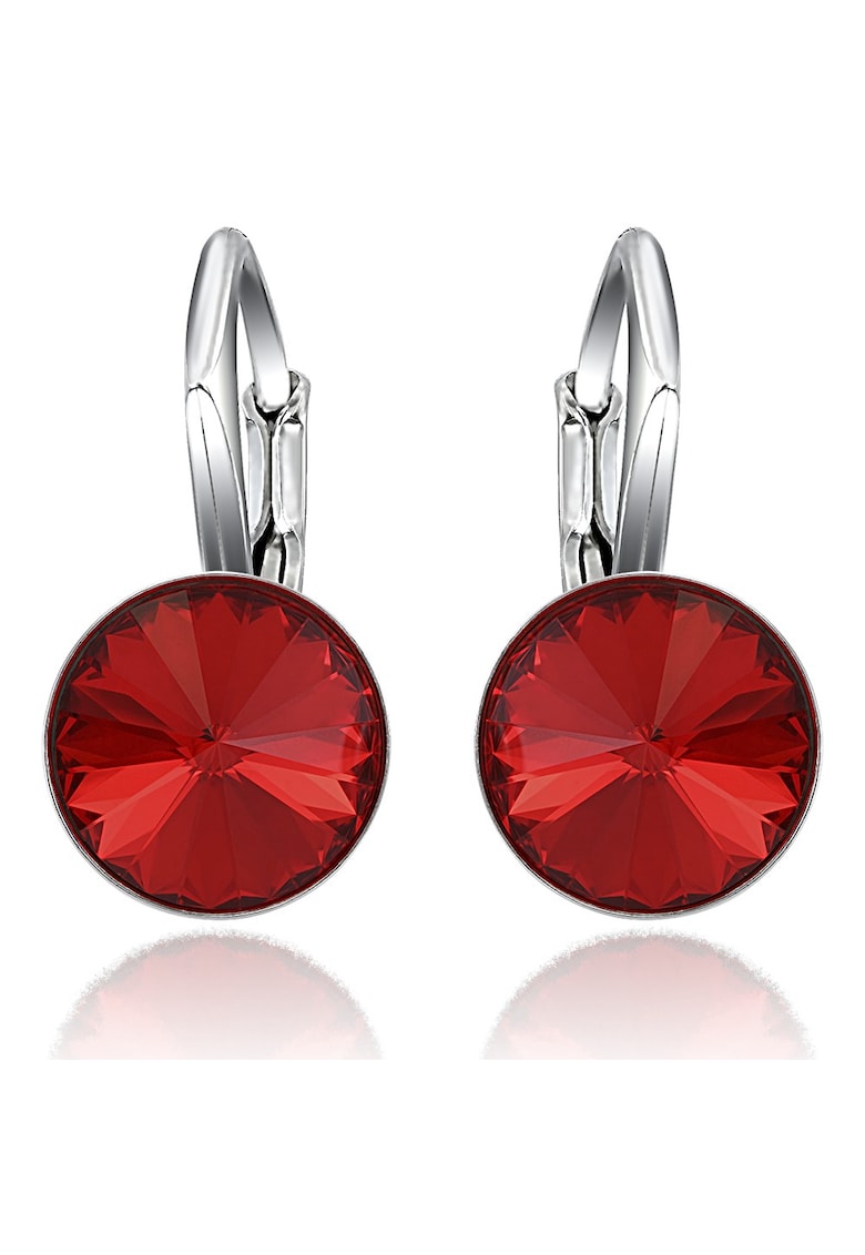Cercei Argint 925 placat cu rodiu cu cristale Swarovski® Rivoli Leverback 8mm - Rosu