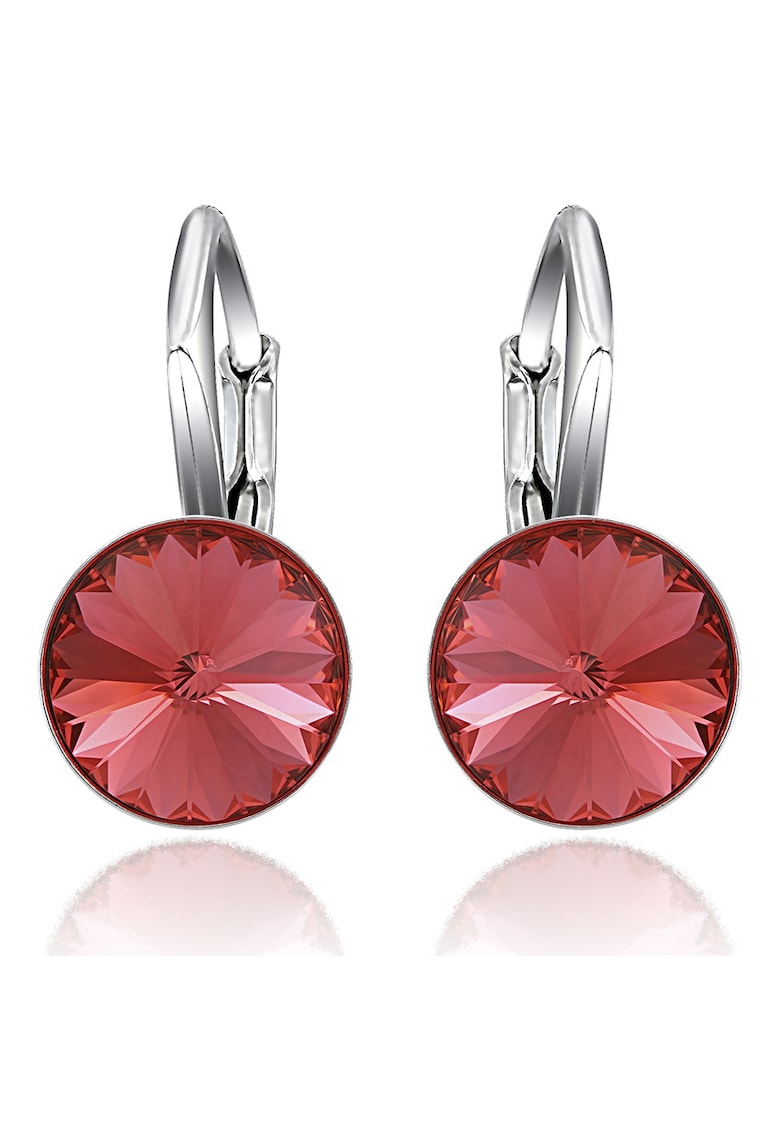 Cercei Argint 925 placat cu rodiu cu cristale Swarovski® Rivoli Leverback 8mm - Portocaliu