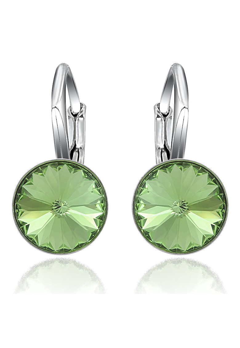Cercei Argint 925 placat cu rodiu cu cristale Swarovski® Rivoli Leverback 8mm - Verde