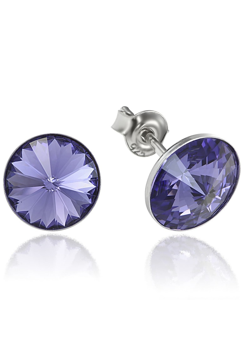 Cercei Argint 925 placat cu rodiu cu cristale Swarovski® Rivoli 8mm - Mov inchis