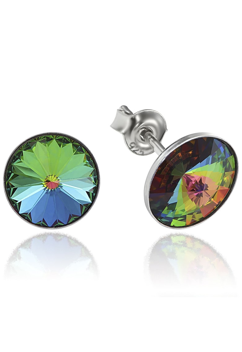 Cercei Argint 925 placat cu rodiu cu cristale Swarovski® Rivoli 8mm - Verde/Albastru