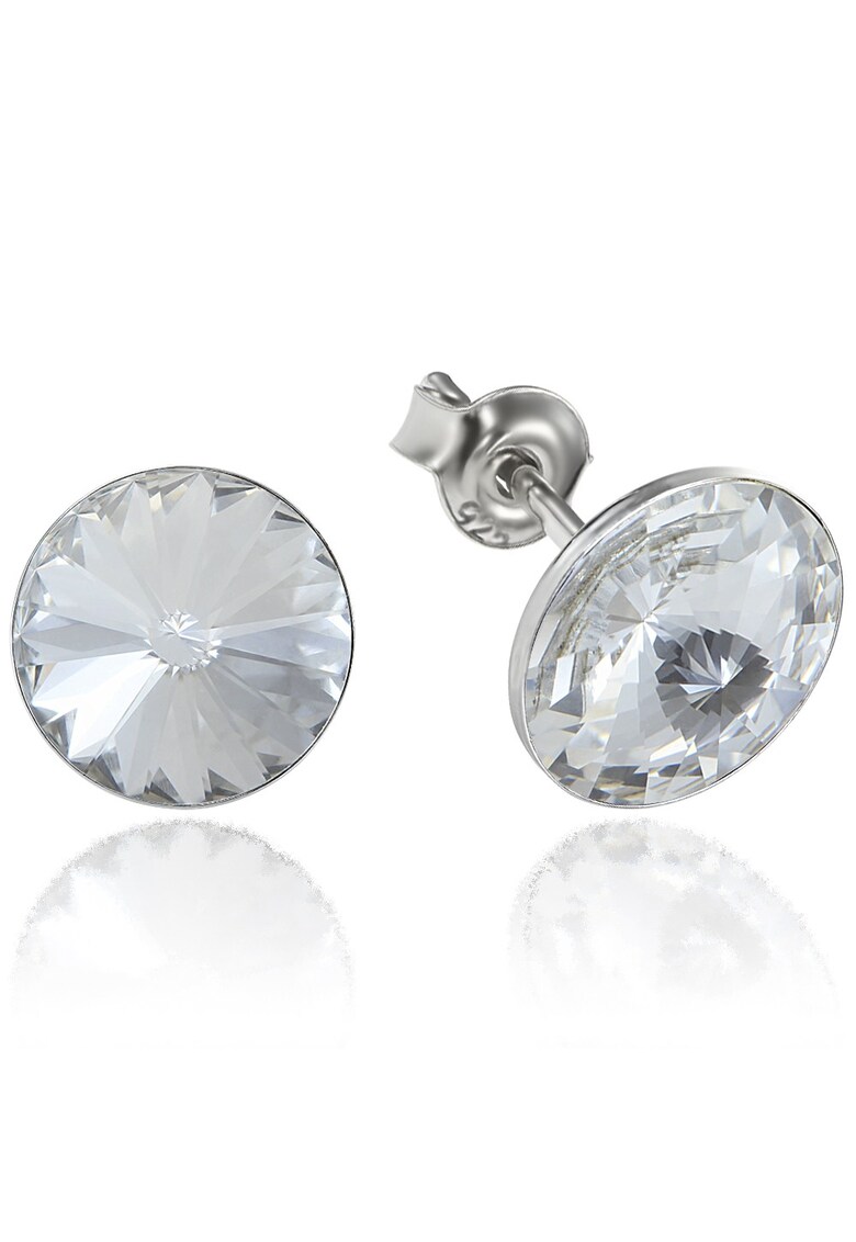 Cercei Argint 925 placat cu rodiu cu cristale Swarovski® Rivoli 8mm - Alb