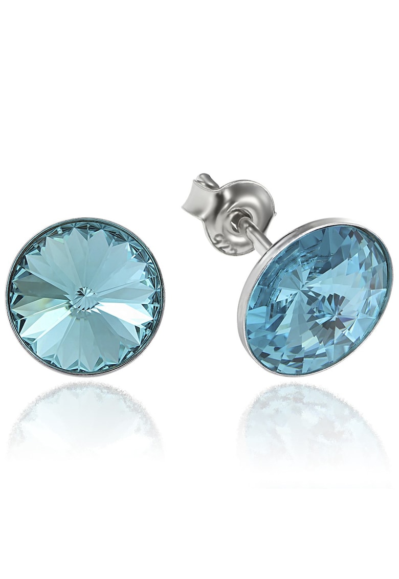 Cercei Argint 925 placat cu rodiu cu cristale Swarovski® Rivoli 8mm - Turcoaz