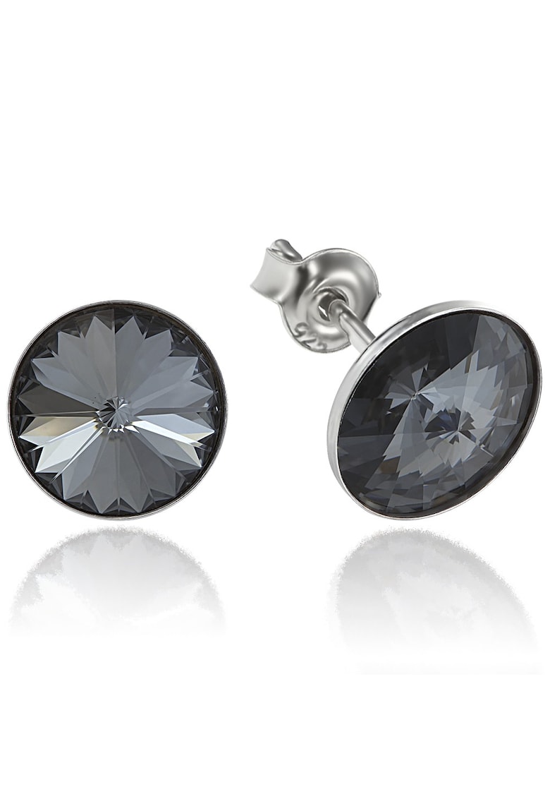 Cercei Argint 925 placat cu rodiu cu cristale Swarovski® Rivoli 8mm - Gri