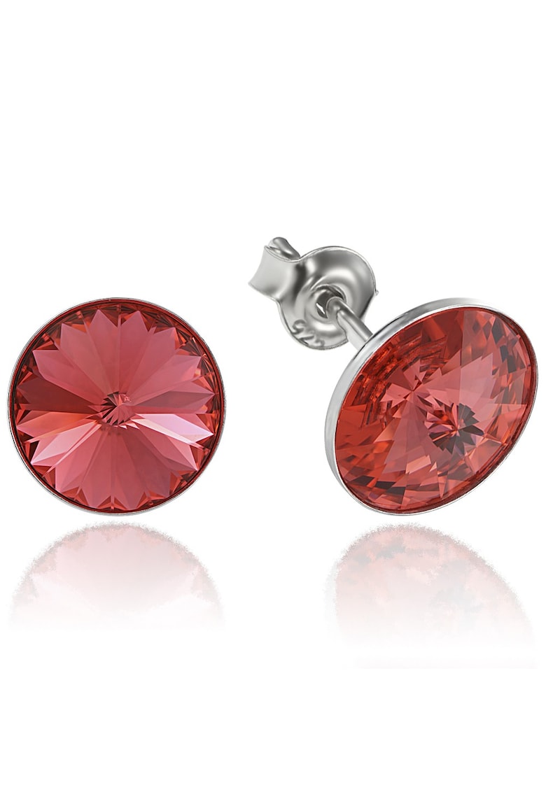Cercei Argint 925 placat cu rodiu cu cristale Swarovski® Rivoli 8mm - Rosu/Portocaliu