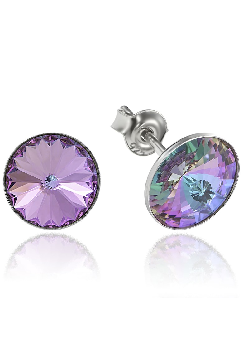 Cercei Argint 925 placat cu rodiu cu cristale Swarovski® Rivoli 8mm - Violet deschis