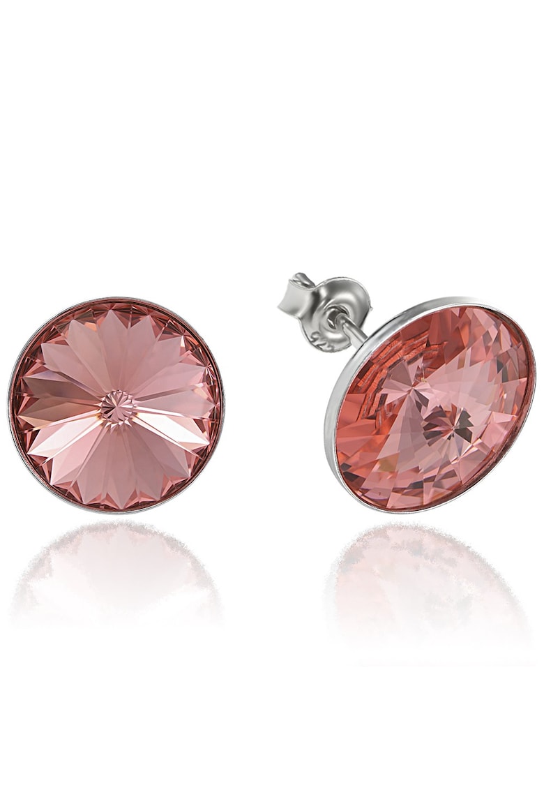 Cercei Argint 925 placat cu rodiu cu cristale Swarovski® Rivoli 12mm - Roz piersica