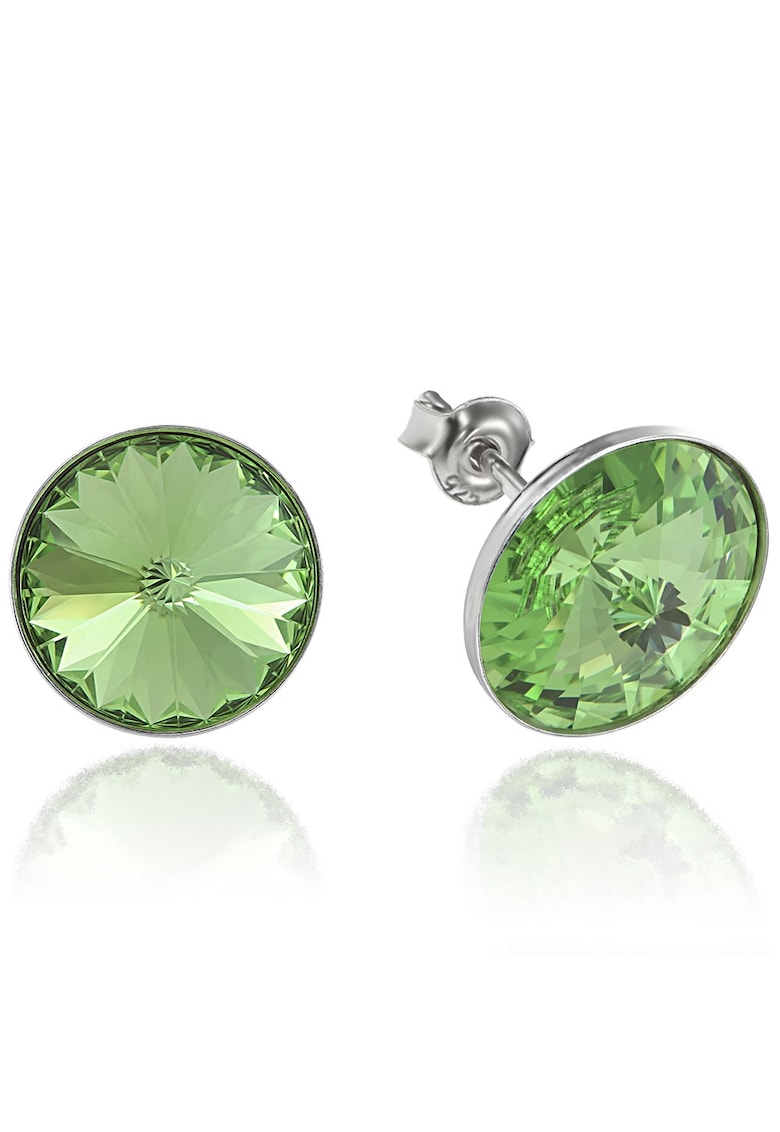 Cercei Argint 925 placat cu rodiu cu cristale Swarovski® Rivoli 12mm - Verde deschis