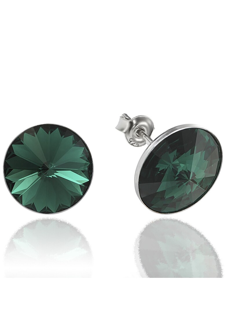 Cercei Argint 925 placat cu rodiu cu cristale Swarovski® Rivoli 12mm - Verde inchis