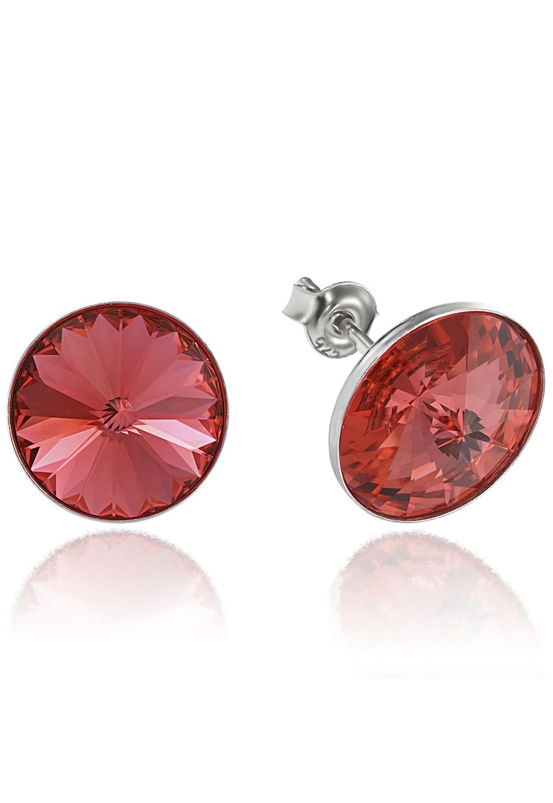 Cercei Argint 925 placat cu rodiu cu cristale Swarovski® Rivoli 12mm - Portocaliu