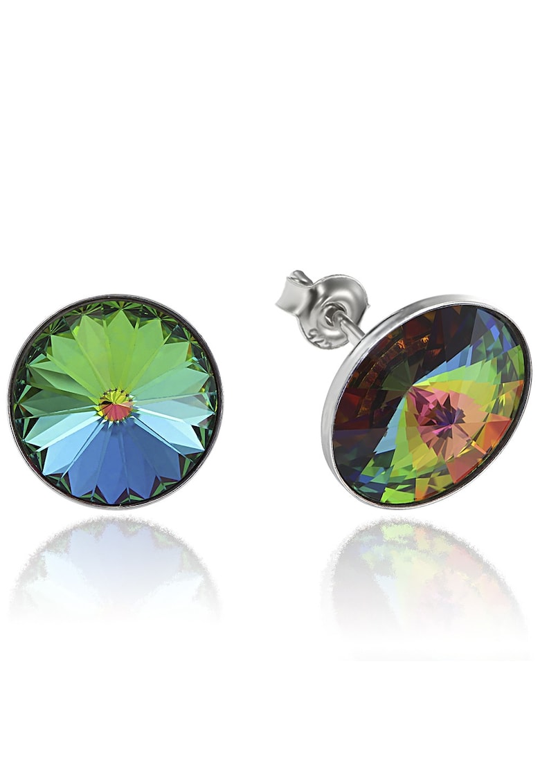 Cercei Argint 925 placat cu rodiu cu cristale Swarovski® Rivoli 12mm - Verde/Albastru