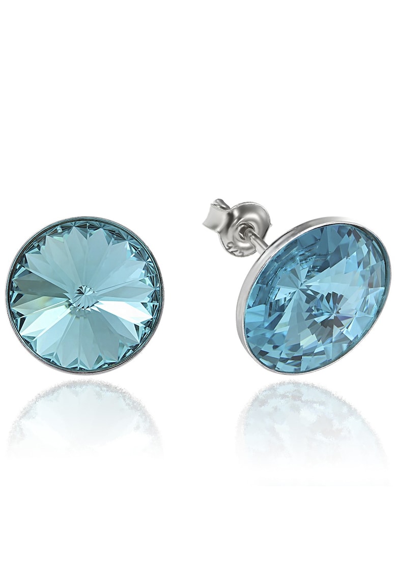 Cercei Argint 925 placat cu rodiu cu cristale Swarovski® Rivoli 12mm - Turcoaz