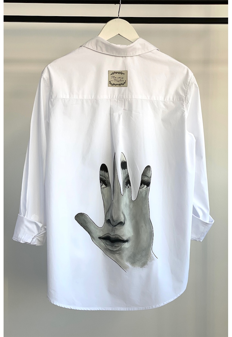 Унисекс памучна риза с ръчно изрисуван гръб