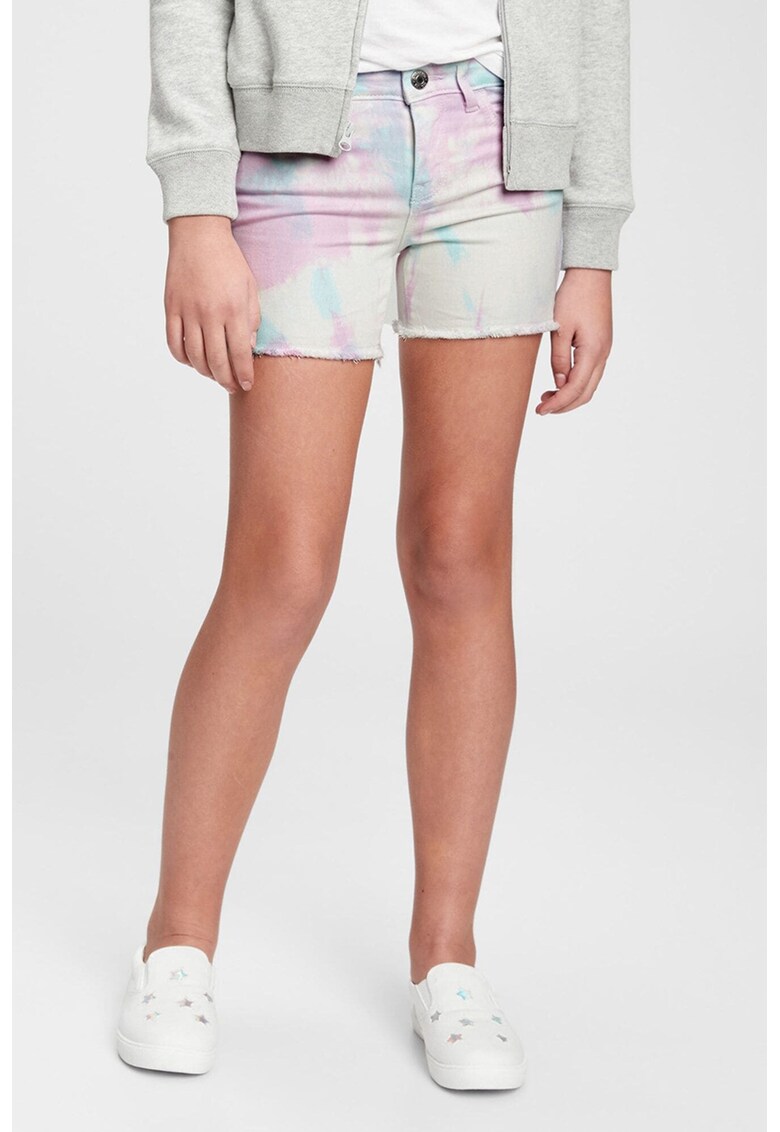 Pantaloni scurti de denim cu model tie-dye