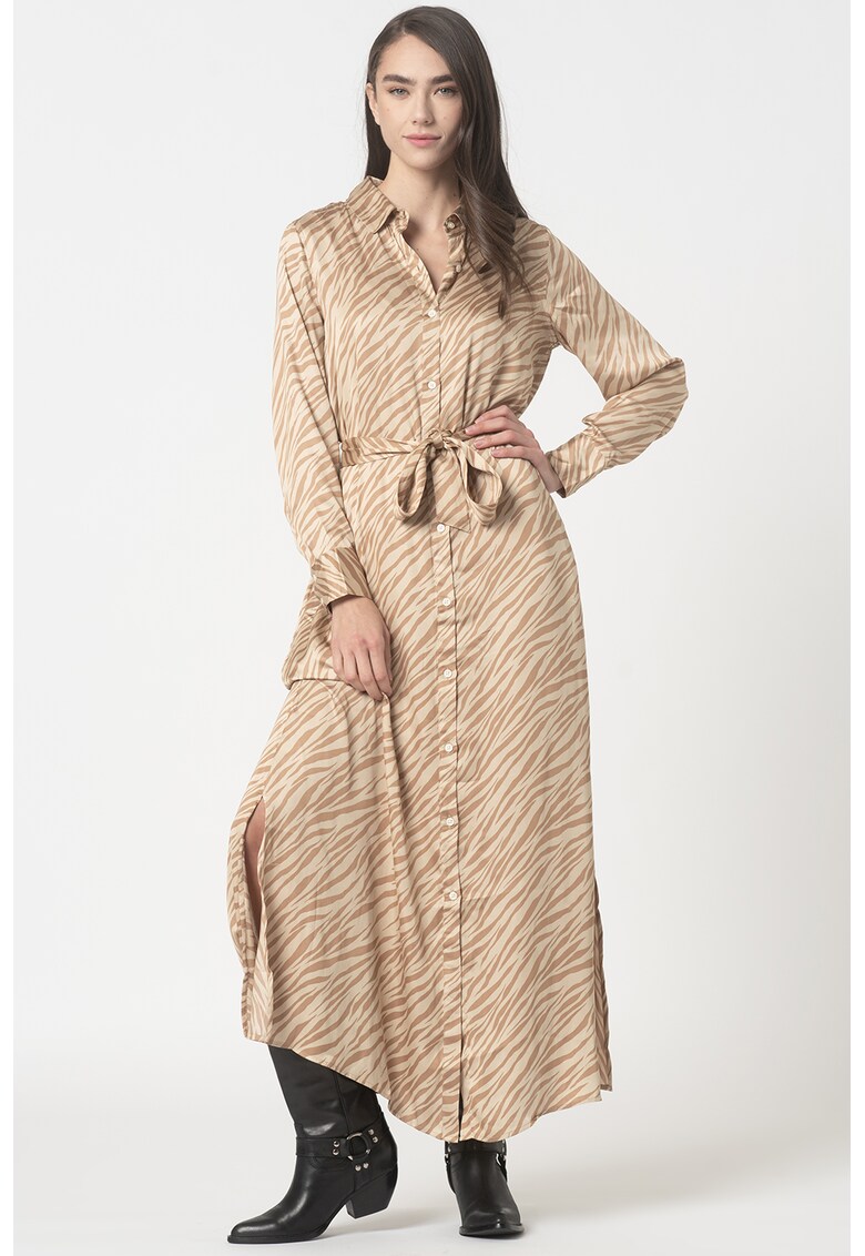 Rochie maxi tip camasa cu animal print
