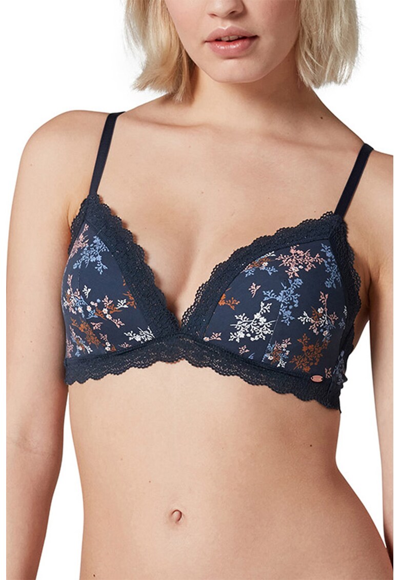 Sutien cu cupe triunghiulare si model floral