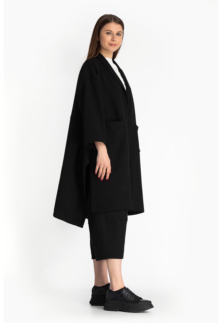 Cardigan lung din amestec de lana fara inchidere