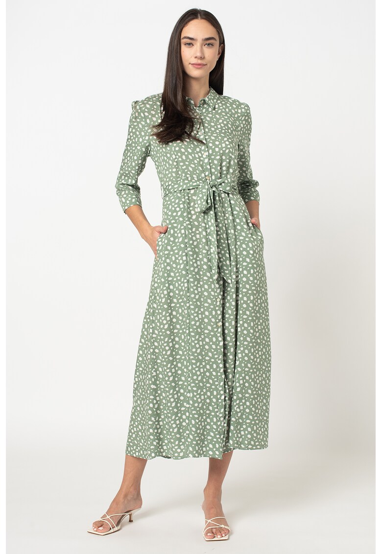 Rochie maxi tip camasa cu imprimeu abstract Joy