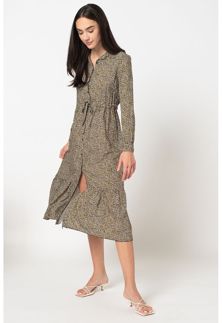 Rochie tip camasa cu animal print si terminatie peplum Lea