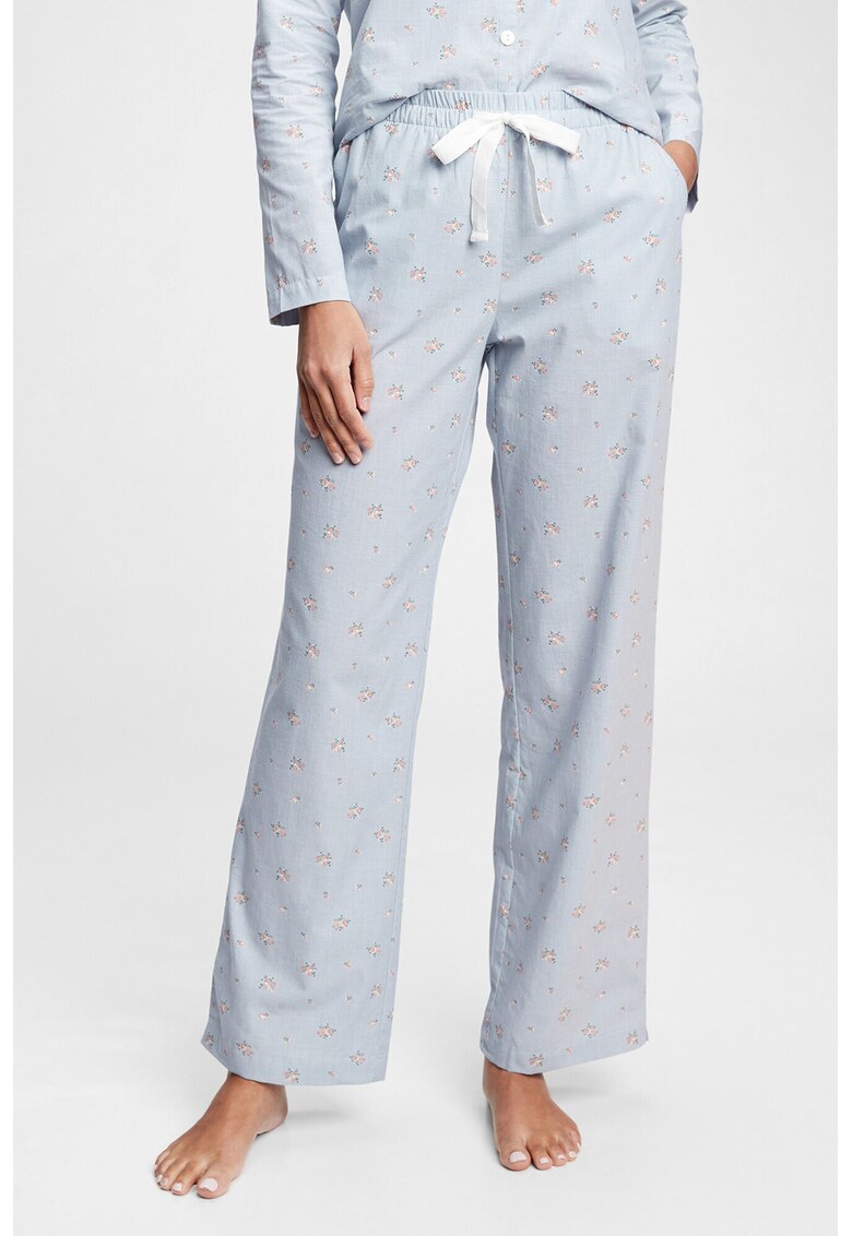 Pantaloni de pijama cu imprimeu si snur de ajustare in talie