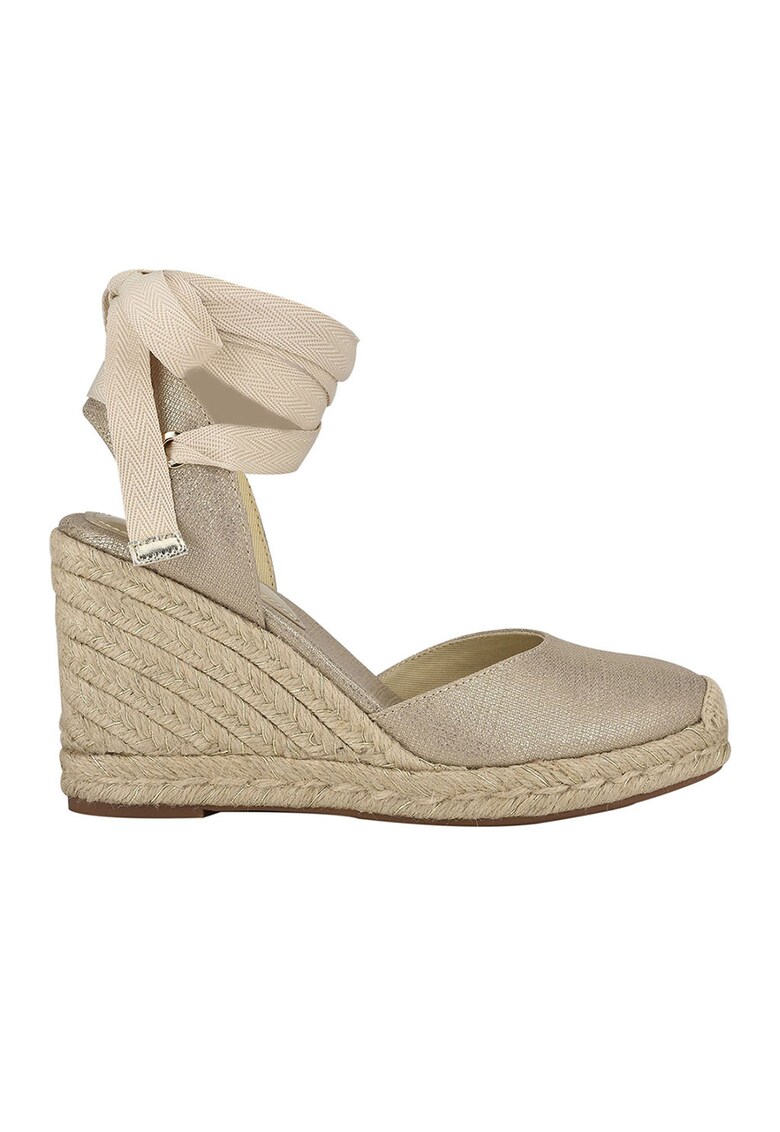 Sandale tip espadrile cu talpa wedge si bareta infasurabila pe glezna Friend