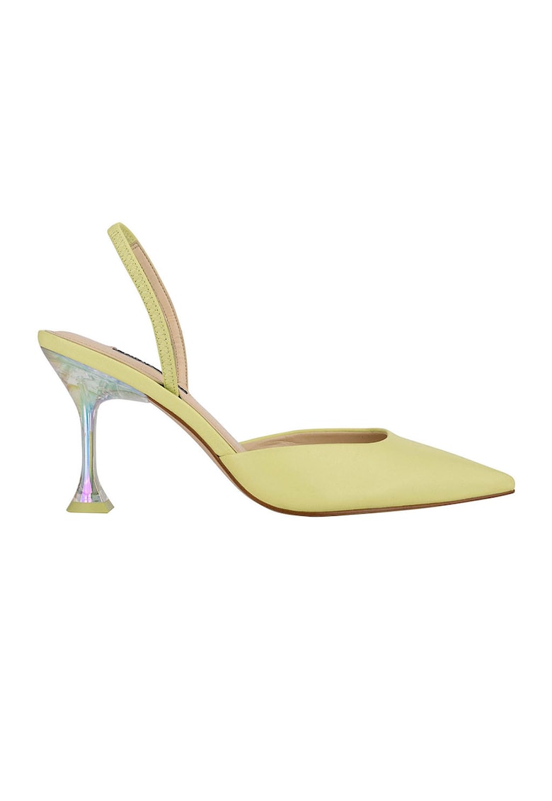 Pantofi slingback cu varf ascutit si toc cu irizatii Happy