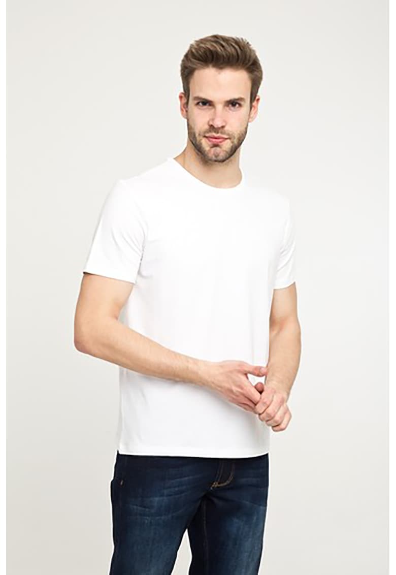 Tricou slim fit cu decolteu la baza gatului