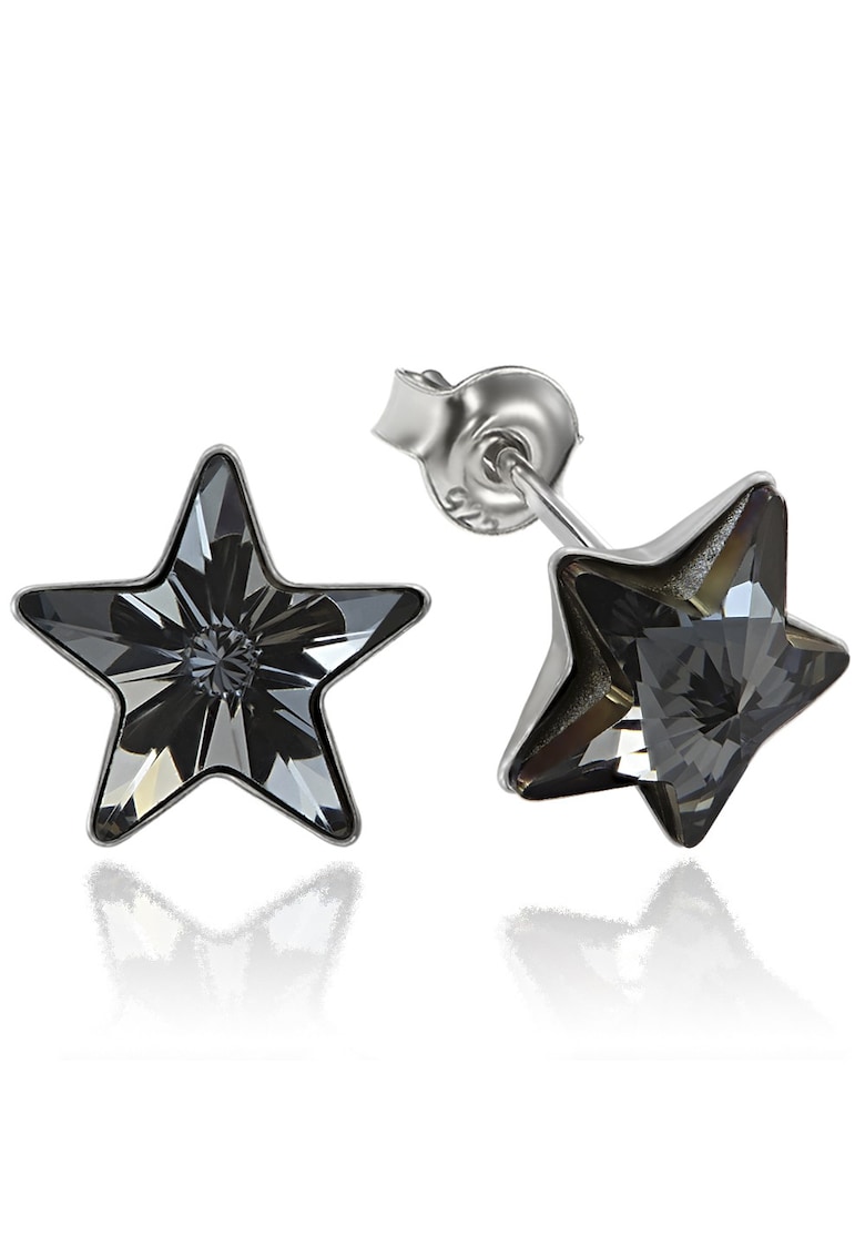 Cercei Argint 925 placat cu rodiu cu cristale Swarovski® Star - 10mm - Surub - Gri