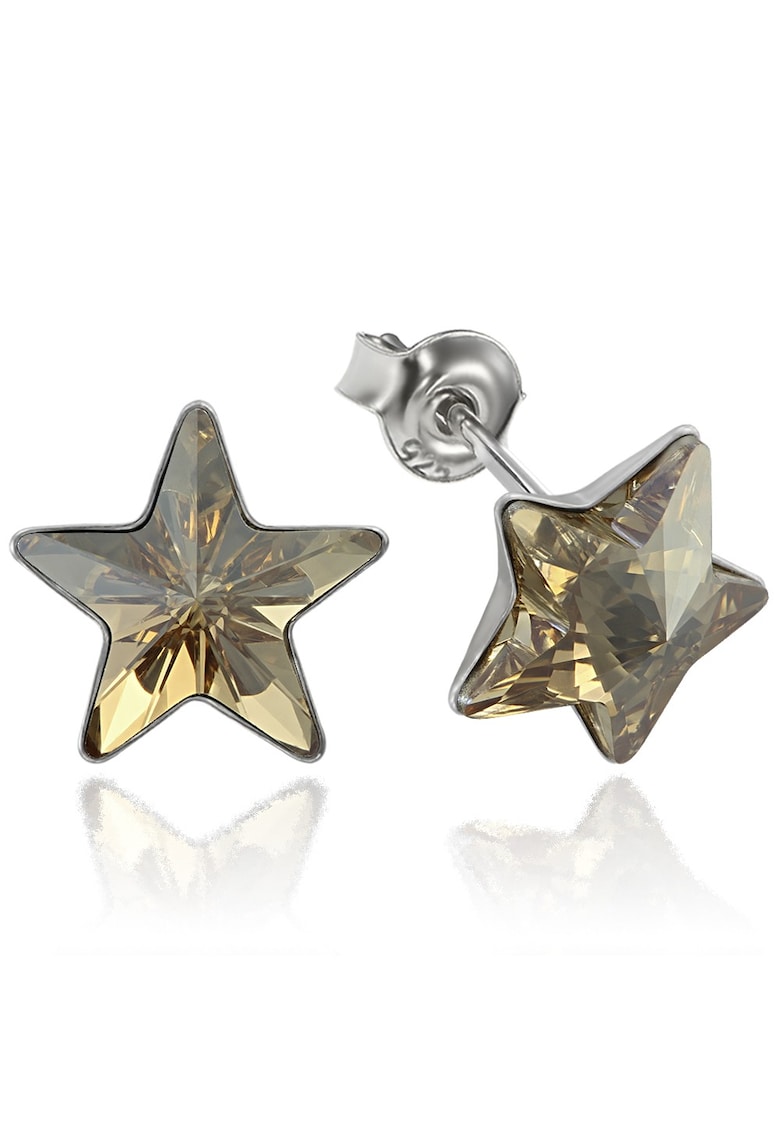 Cercei Argint 925 placat cu rodiu cu cristale Swarovski® Star - 10mm - Surub - Auriu