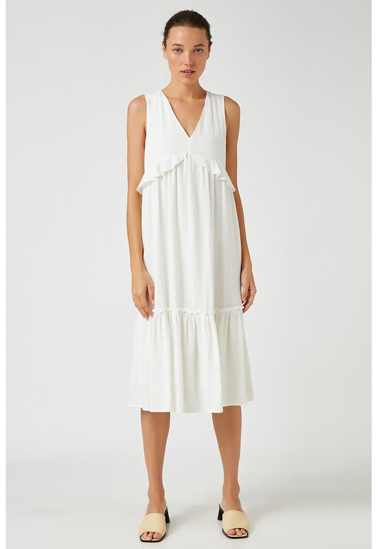 Rochie midi evazata cu volane