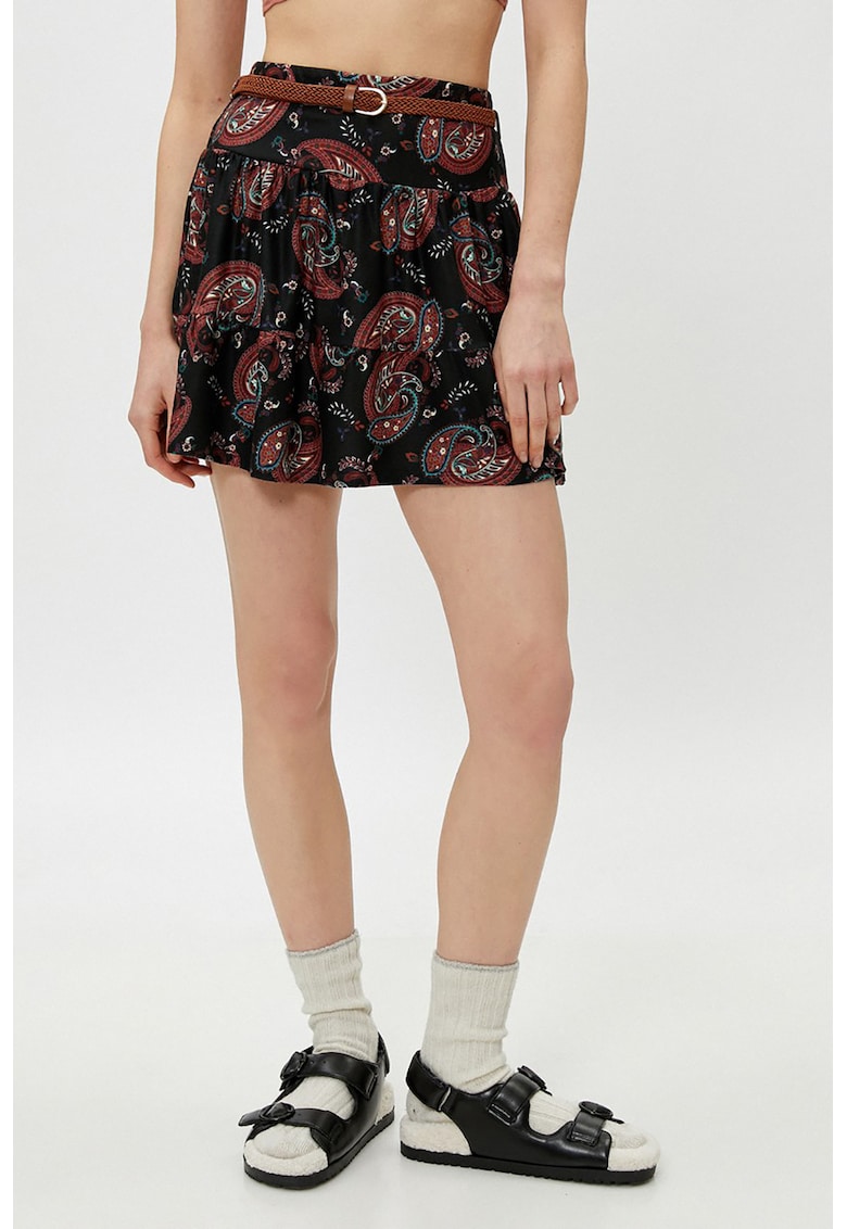 Fusta mini evazata cu impimeu paisley