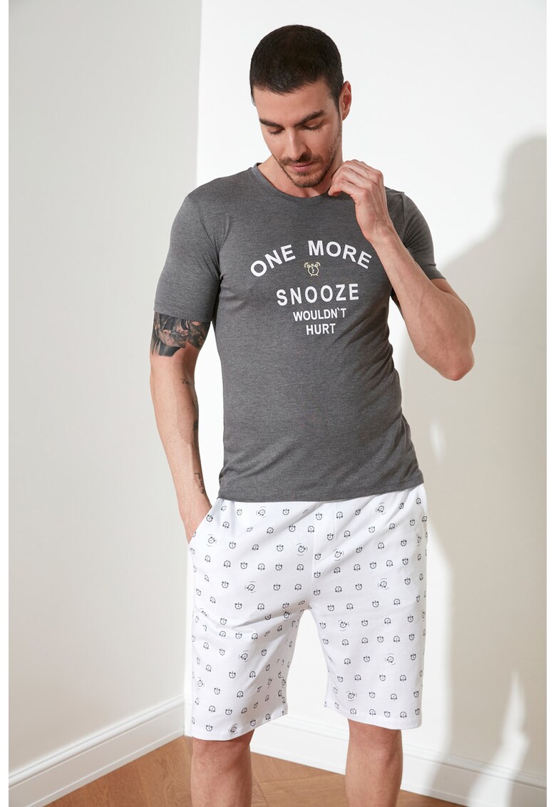 Pijama din amestec de bumbac cu model
