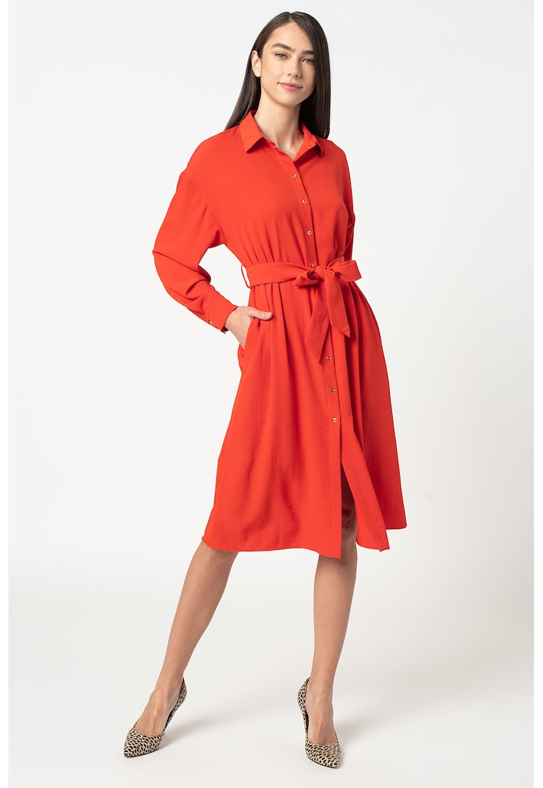 Rochie midi cu maneci lungi