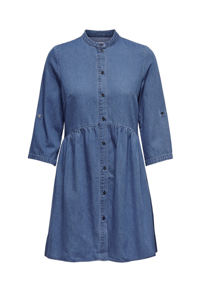 Rochie mini evazata din material chambray