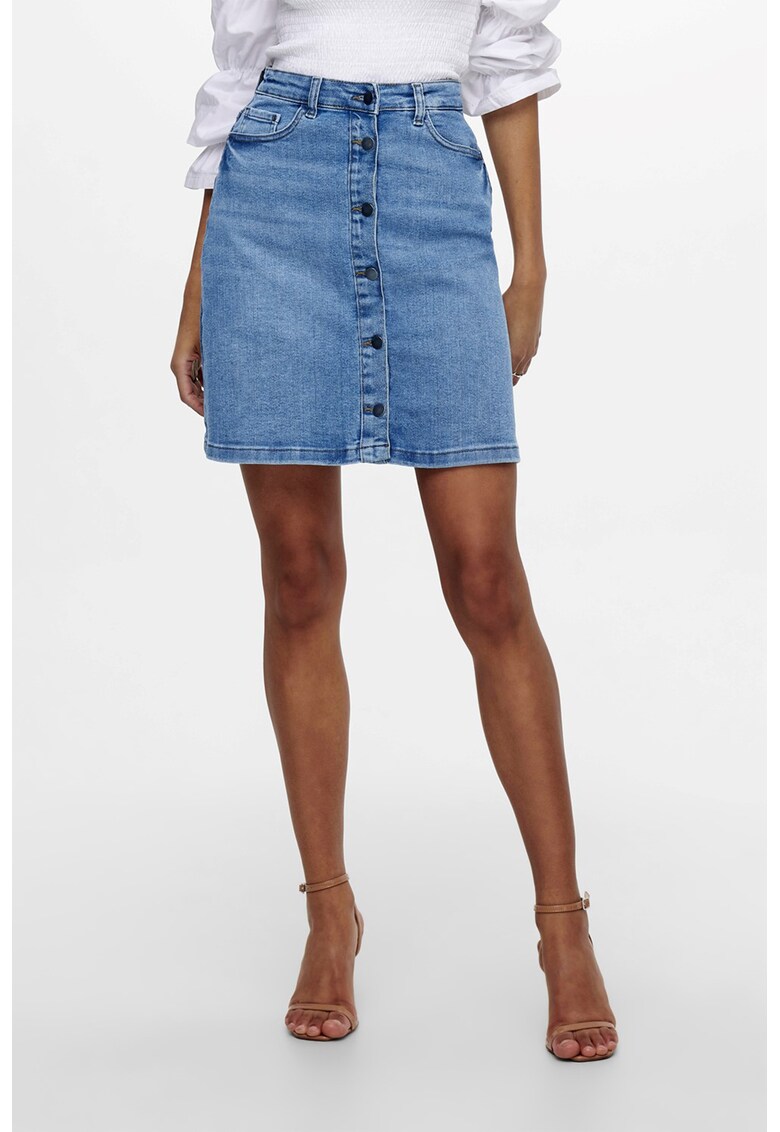 Fusta mini din denim cu nasturi