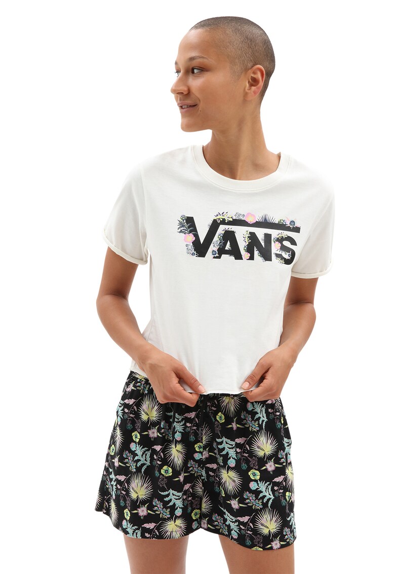Tricou crop cu imprimeu logo Blozzom