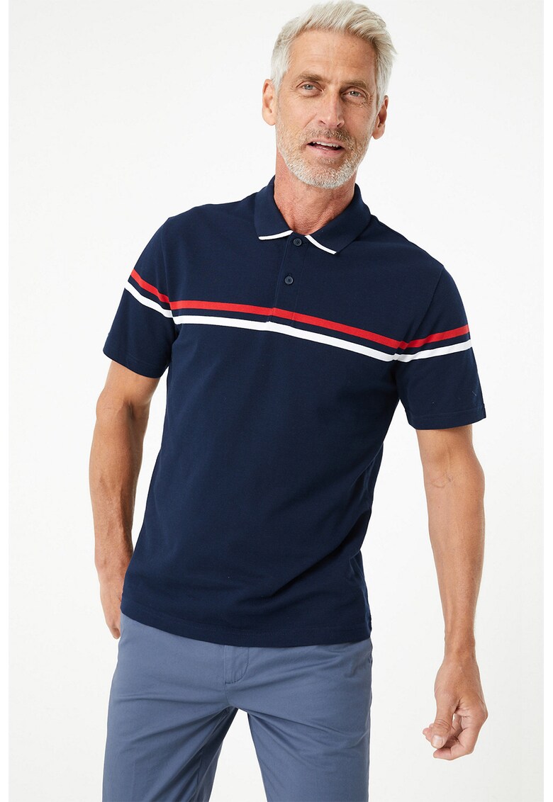 Tricou polo regular fit cu model in dungi