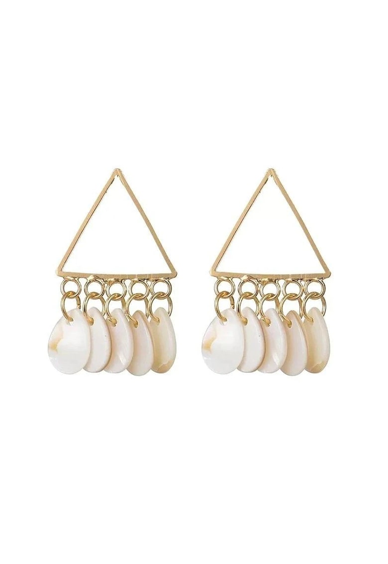 Cercei aurii - triunghiulari - cu scoici - Olivia C16 -