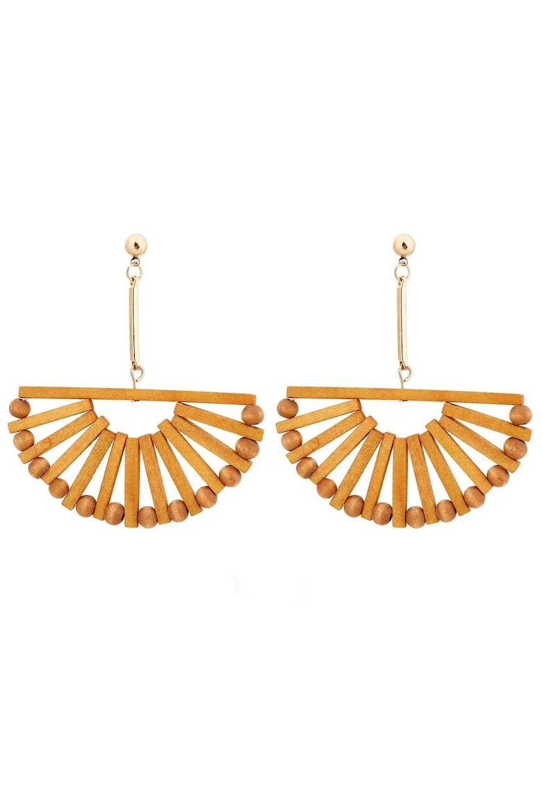 Cercei semirotunzi - din lemn - maron - Kerttu C8 OUT