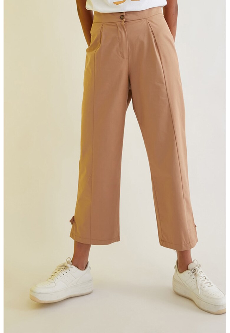 Pantaloni crop de lyocell fashiondays.ro imagine noua