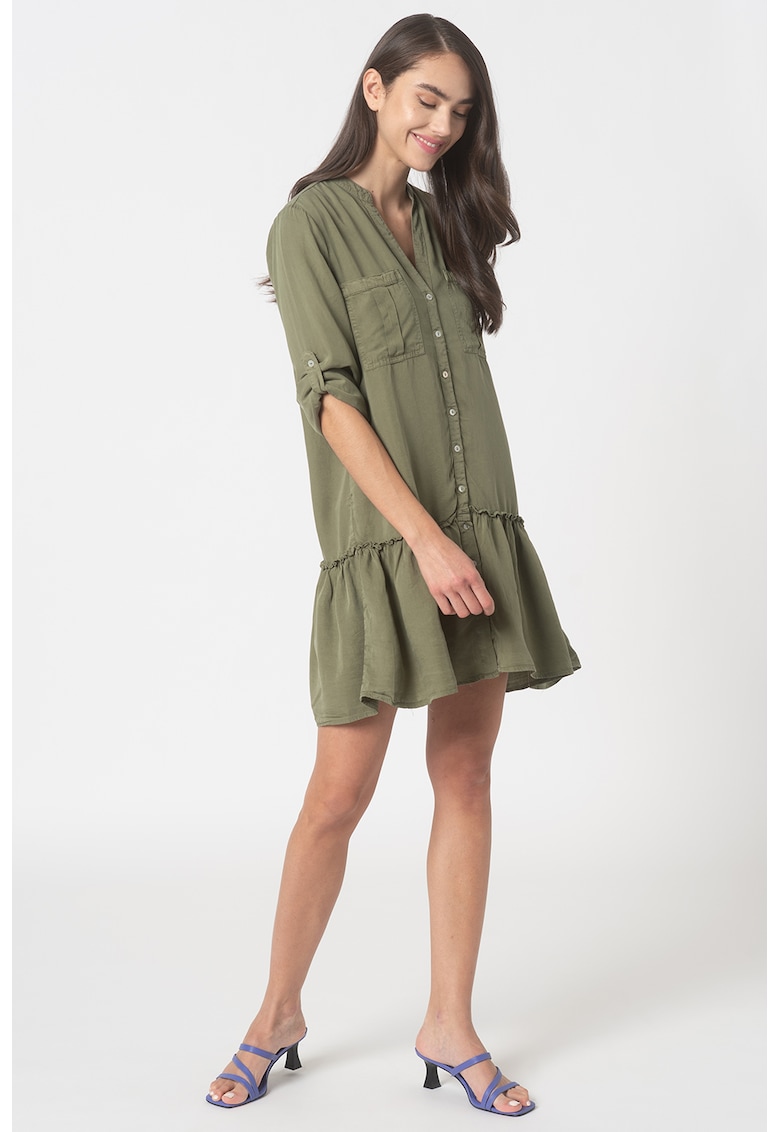 Rochie tip camasa din lyocell cu buzunare aplicate Paula
