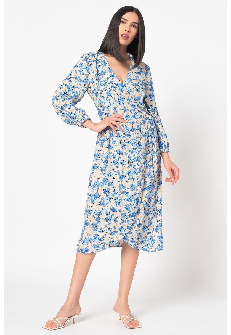 Rochie cu croiala petrecuta si imprimeu floral Pio