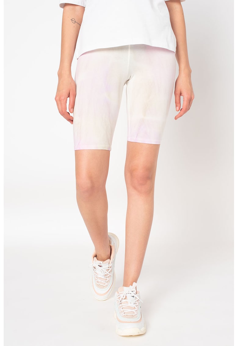 Colanti scurti cu talie inalta si imprimeu tie-dye Vera - Alb/Verde/Lila