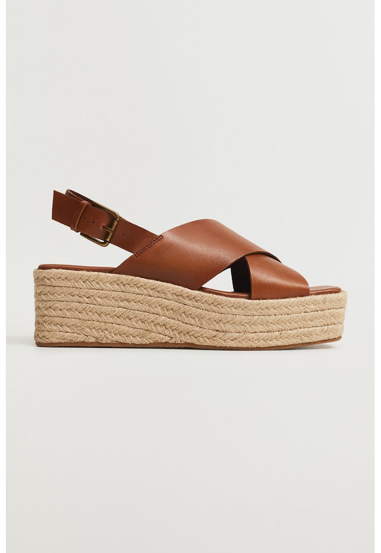 Sandale tip espadrile wedge de piele ecologica Young