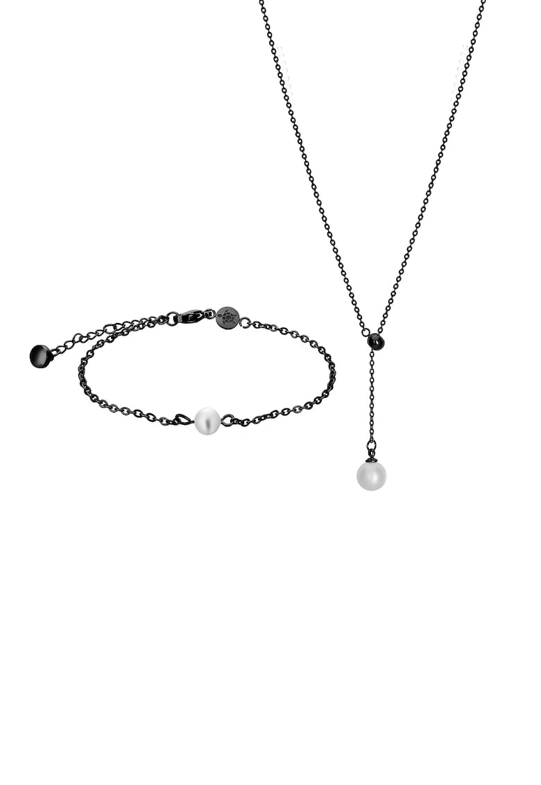 Set de colier cu model Y si bratara decorata cu perle din sticla Amelia Parker imagine noua