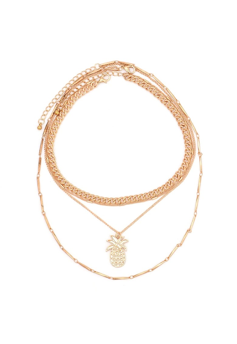 Colier in 4 straturi - auriu - cu ananas - Ovidia C19 -